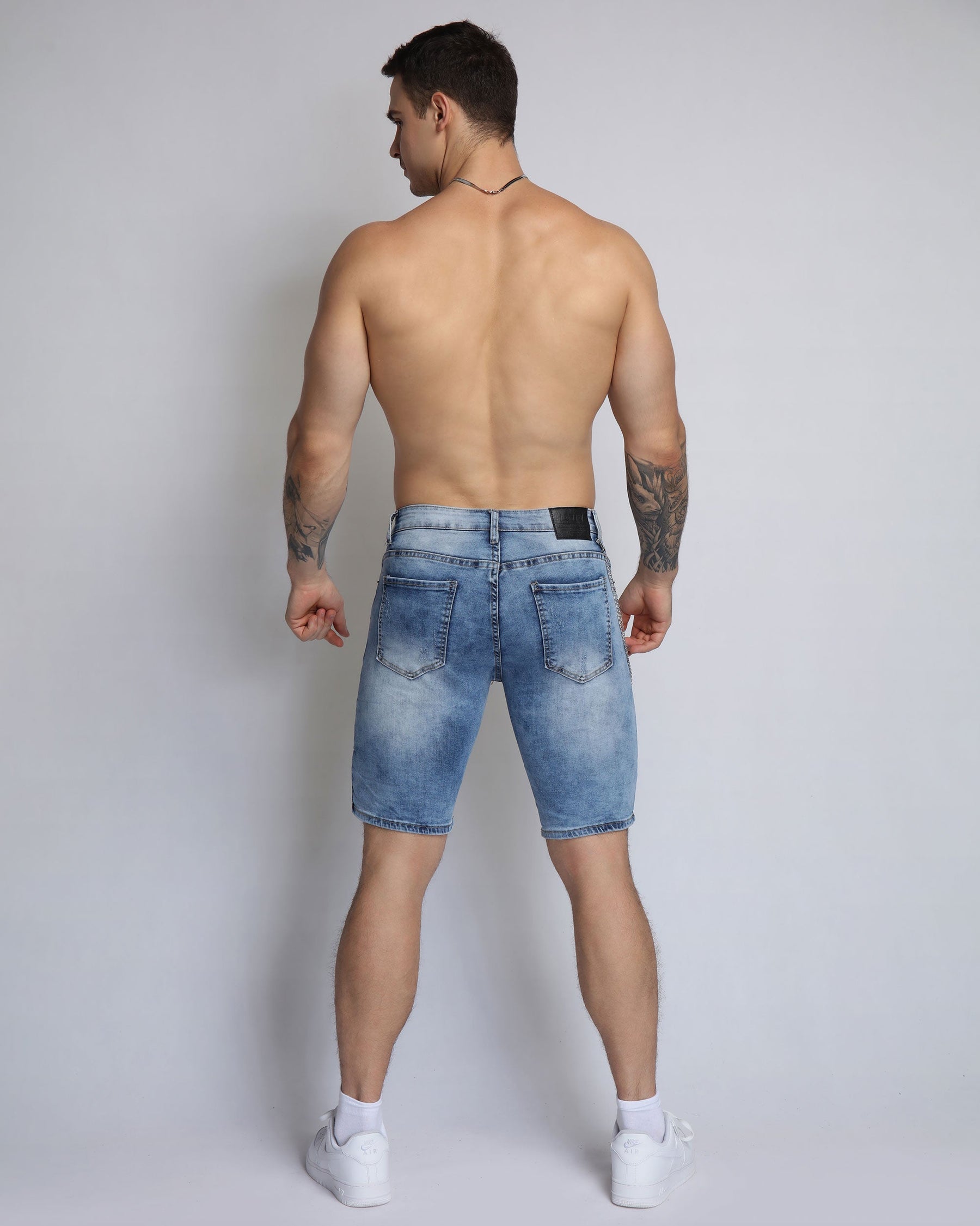 Summer Blue Denim Shorts with Large Ripped