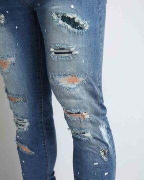 Light Wash Distressed Ripped Blue Jeans