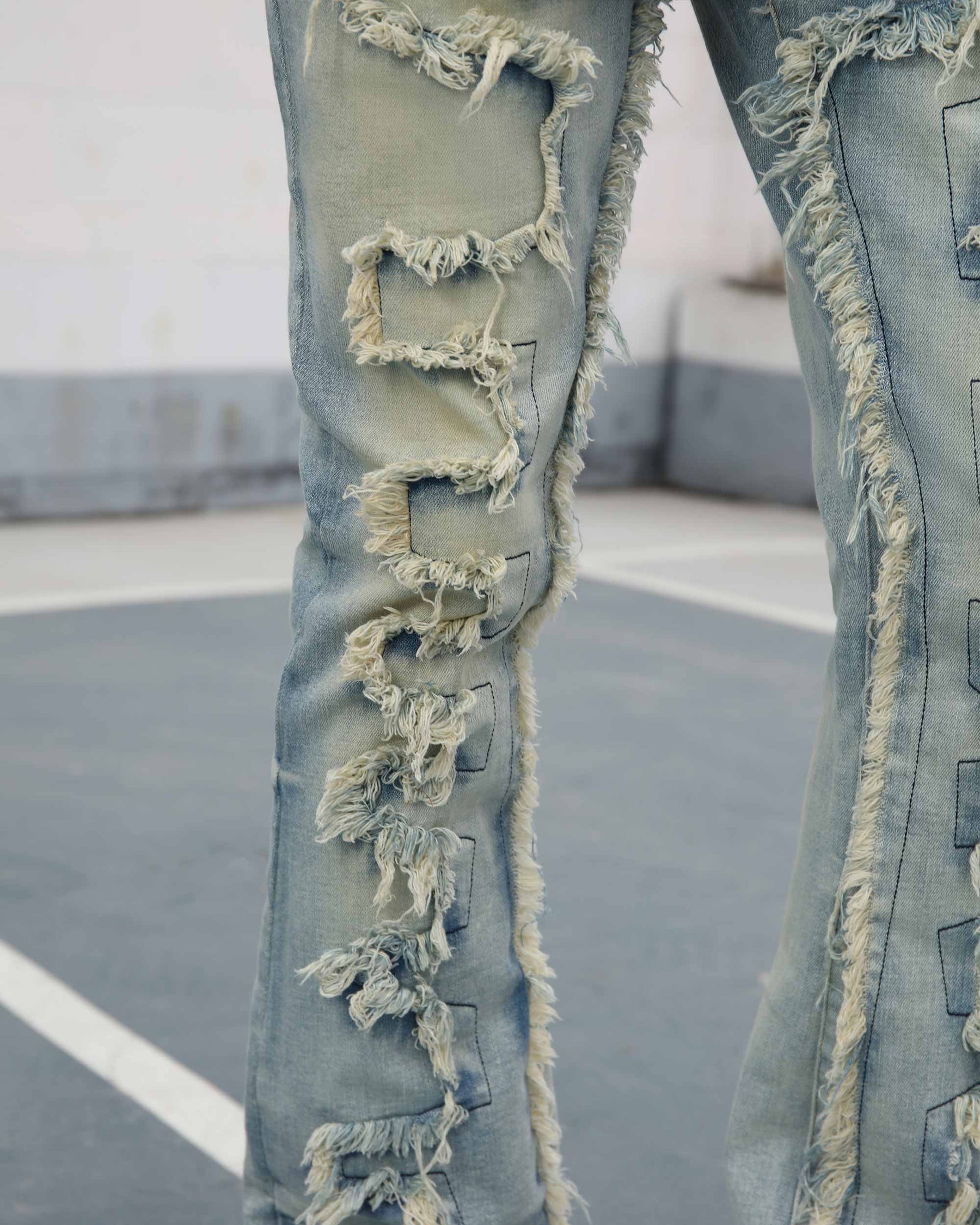 Casual Flared Jeans with Fringe Detailing