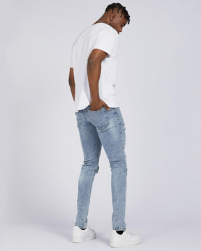 Light Wash Blue Rip & Repair Jeans with Embroidered