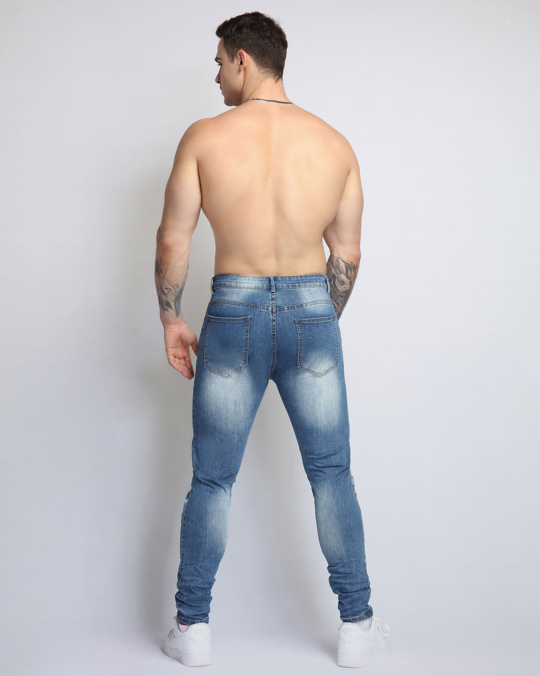 Light Wash Distressed Ripped Blue Jeans