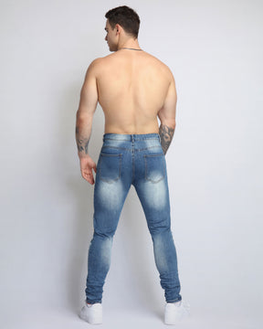 Light Wash Distressed Ripped Blue Jeans