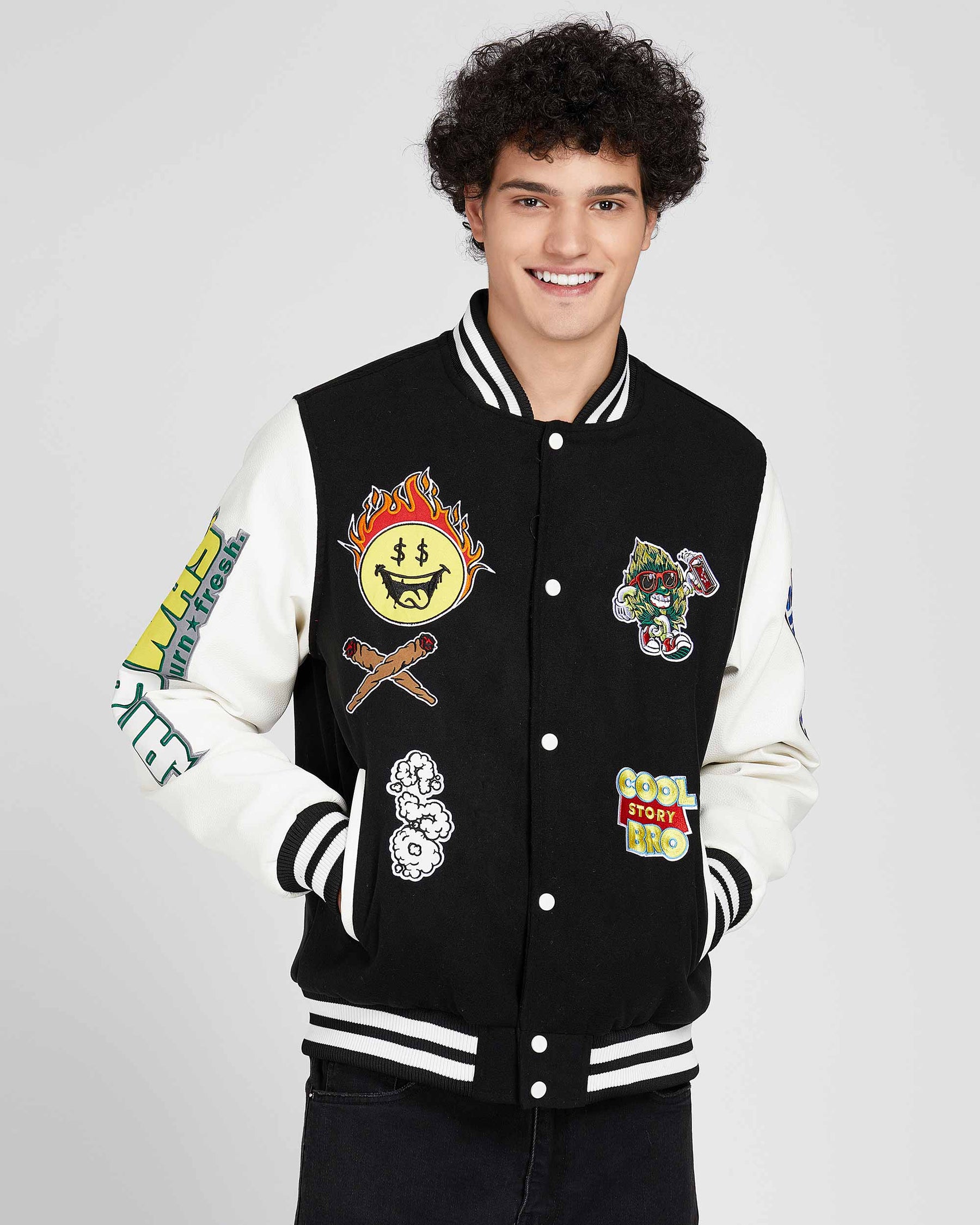 Chaqueta de béisbol vintage con parches 