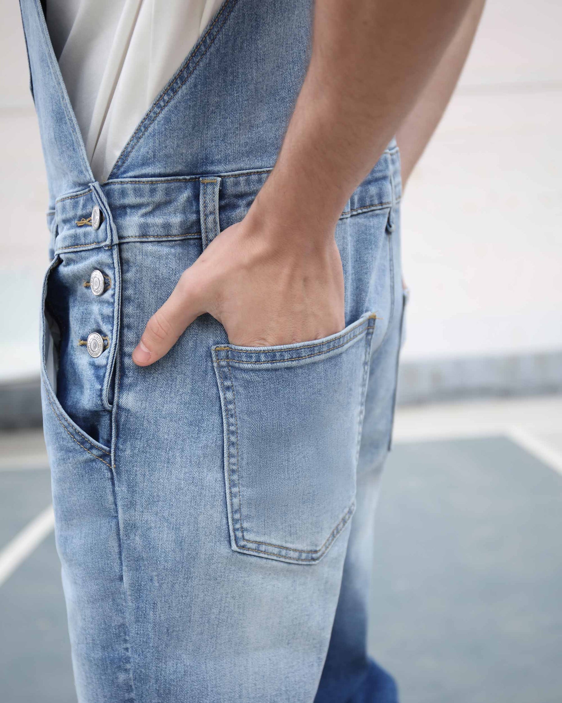 Classic Denim Overalls with Precision Stitching