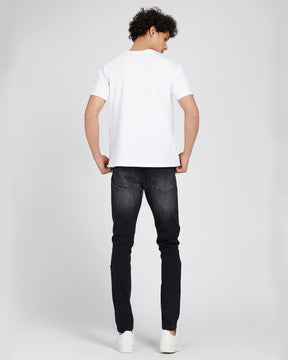 Black Slim Fit Jeans with Graffiti