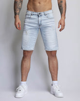 Light Wash Blue Short Jeans with Small Ripped