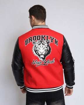Baseball Jacket with Faux Leather Sleeves-Mexico Local Delivery