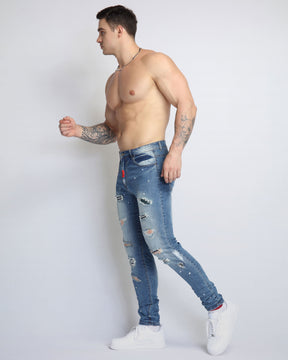 Light Wash Distressed Ripped Blue Jeans
