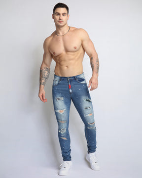 Light Wash Distressed Ripped Blue Jeans