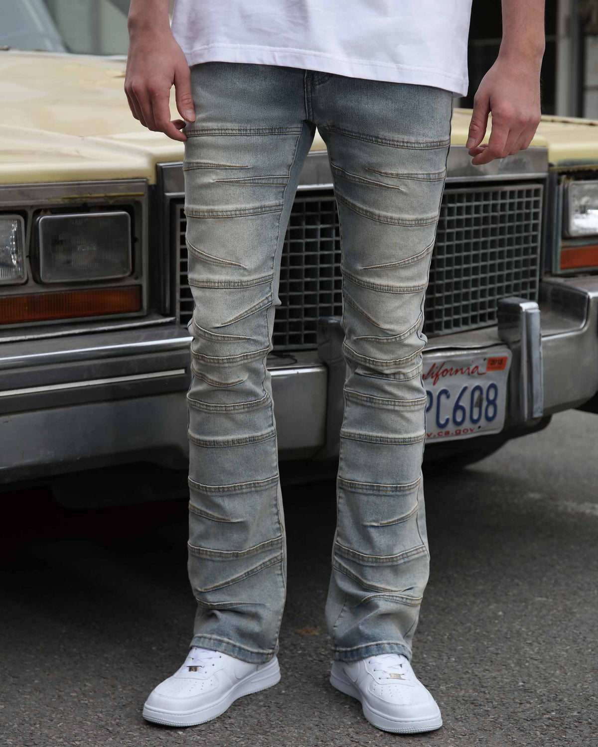 Vintage Distressed Slim Fit Blue Jeans