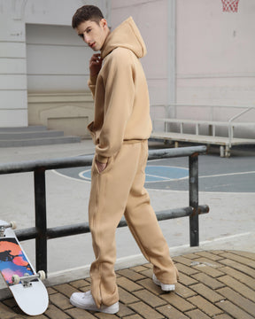 Casual Hoodie and Sweatpants Two Pieces Khaki