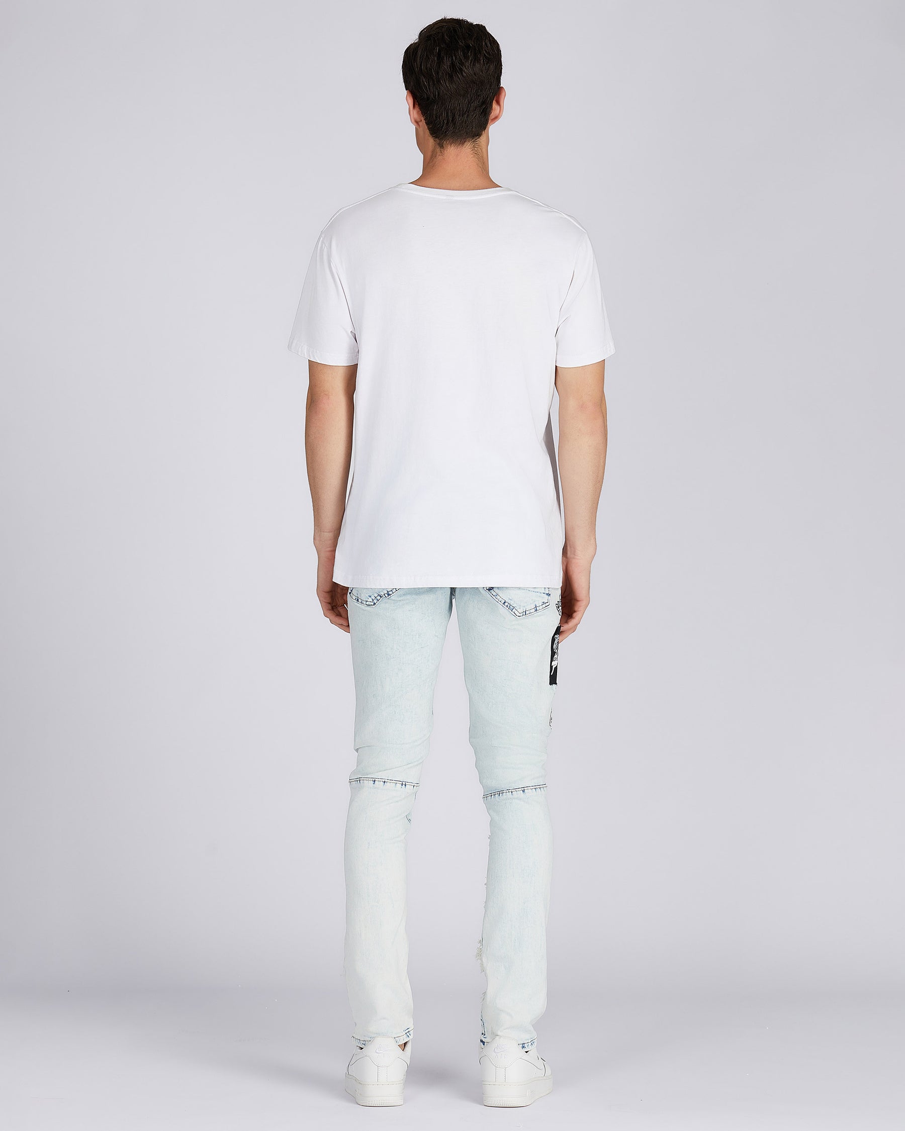 Distressed Blue Jeans with Faded Spray Painted Design