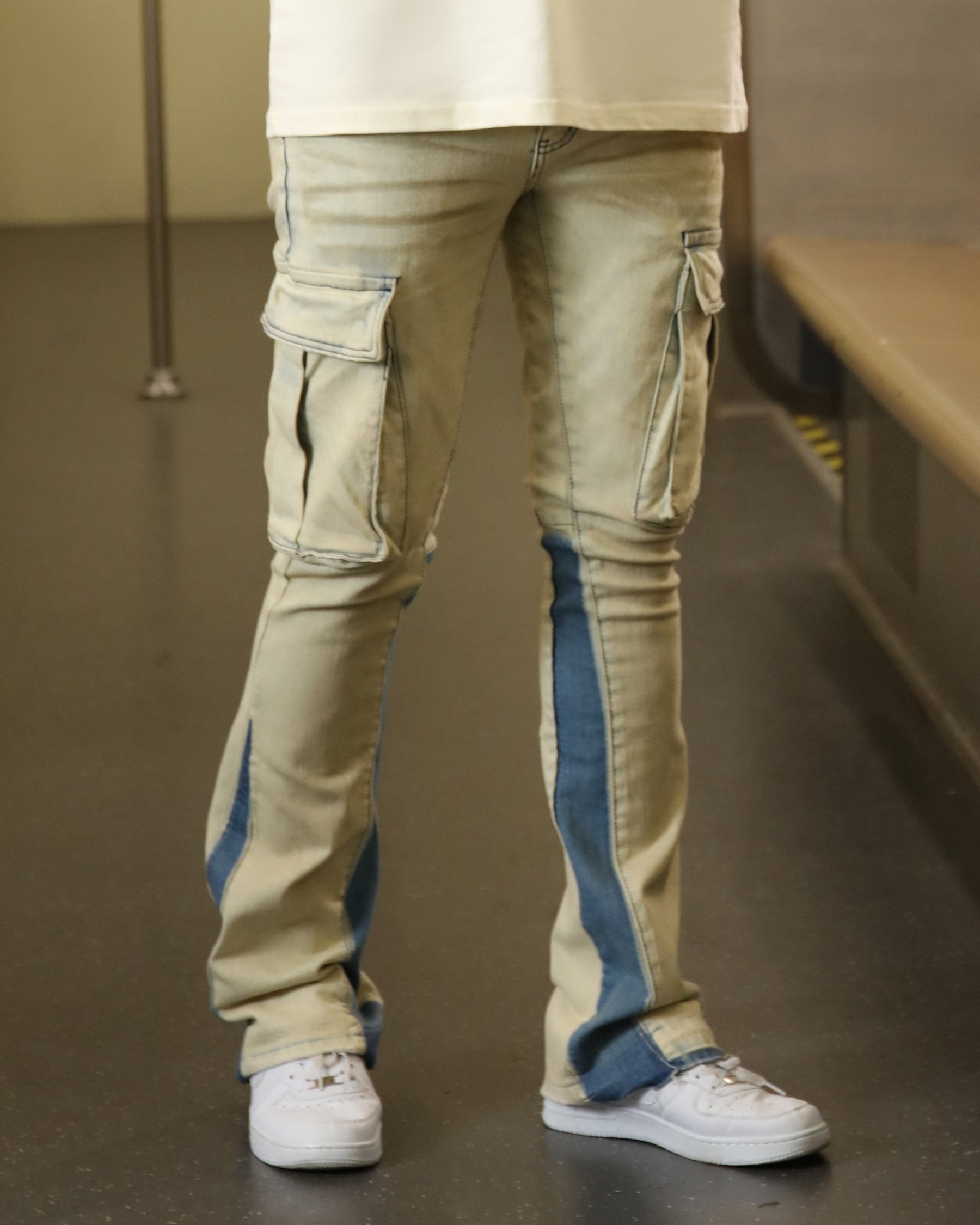 Industrial Wasteland Style Blue Cargo Jeans-Mexico Local Delivery