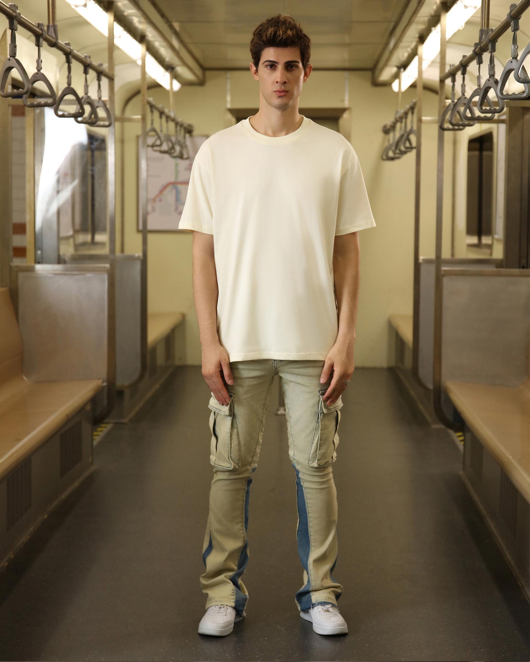 Solid Oversize T-Shirt-Cream