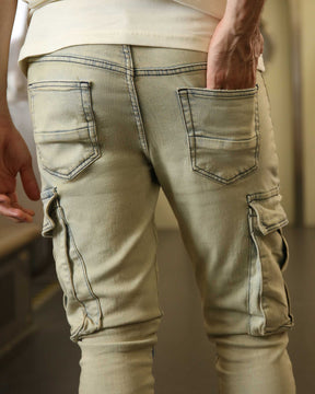 Industrial Wasteland Style Blue Cargo Jeans-Mexico Local Delivery