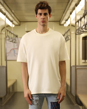 Solid Oversize T-Shirt-Cream