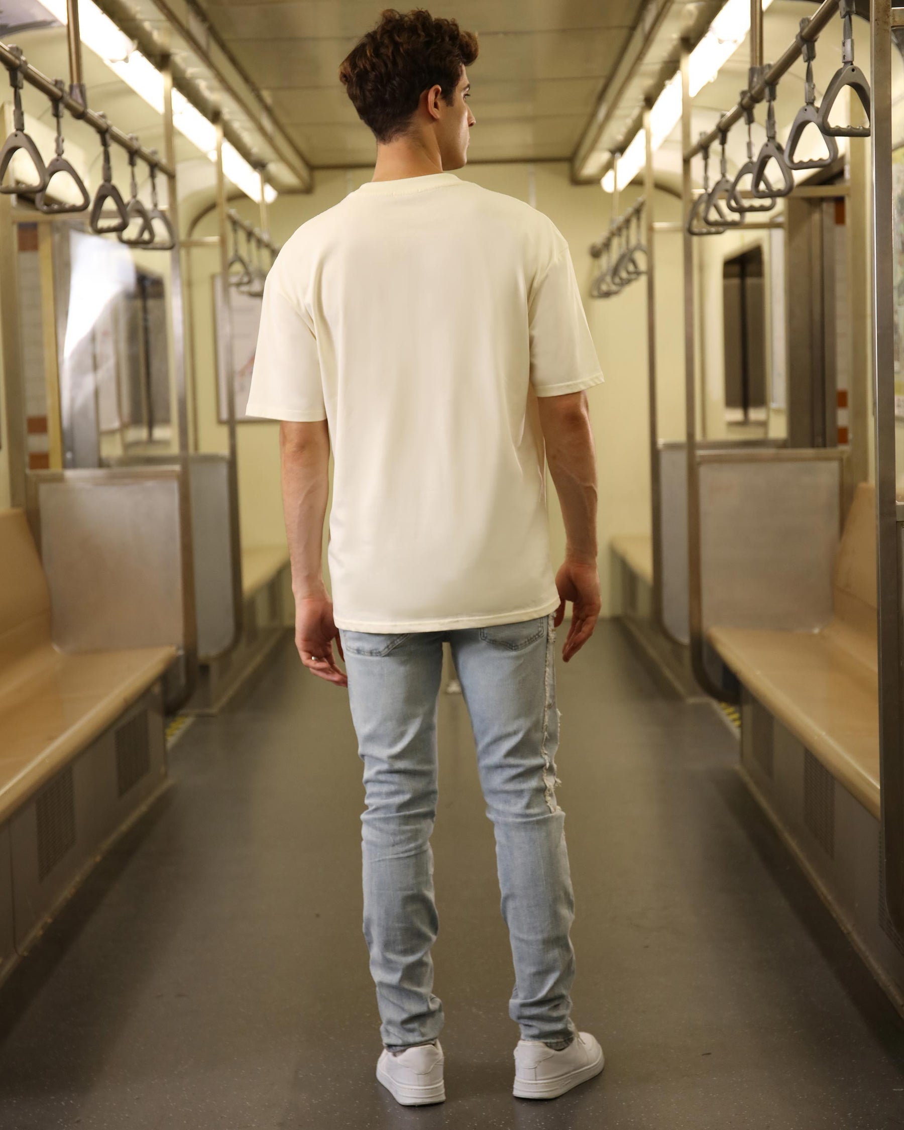 Solid Oversize T-Shirt-Cream