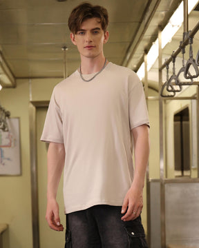 Solid Oversize T-Shirt-Khaki