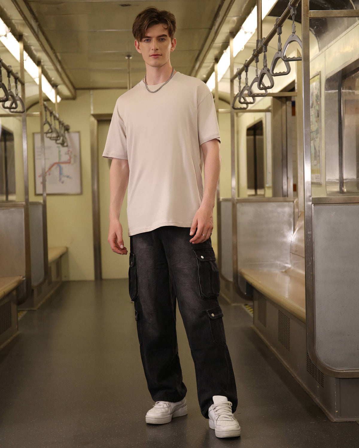 Solid Oversize T-Shirt-Khaki