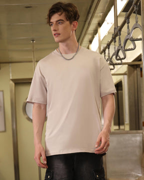 Solid Oversize T-Shirt-Khaki