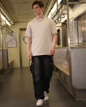 Solid Oversize T-Shirt-Khaki