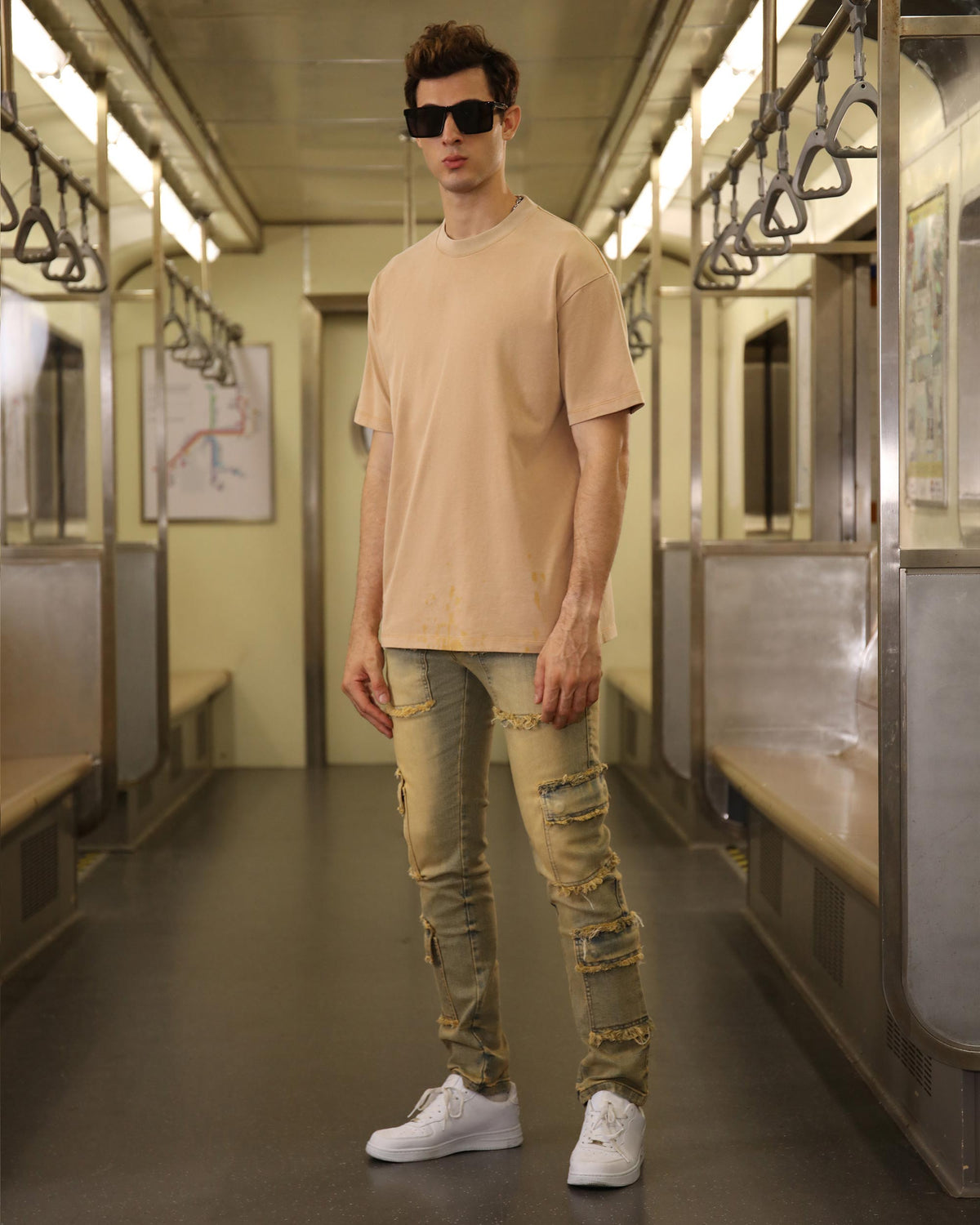 Classic Washed Crew Neck T-Shirt-Khaki