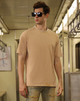 Classic Washed Crew Neck T-Shirt-Khaki