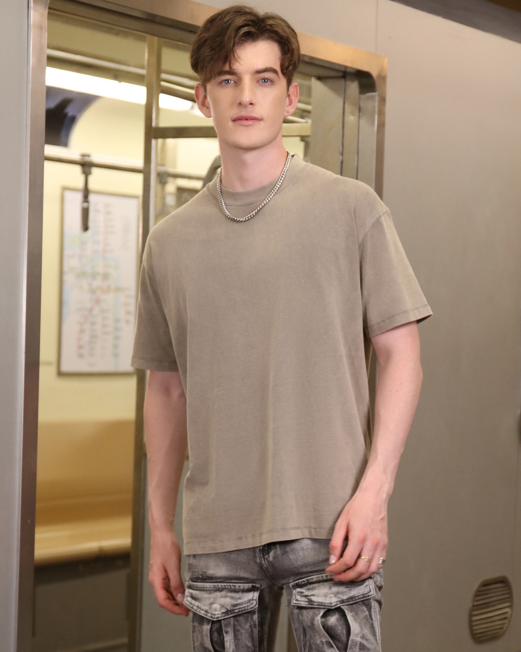 Classic Washed Crew Neck T-Shirt-Grey