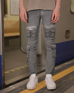 Slim-fit Cargo Jeans with Functional Multiple Pockets