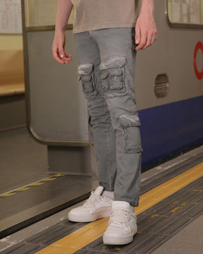 Slim-fit Cargo Jeans with Functional Multiple Pockets