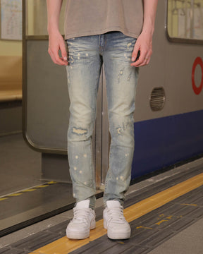 Rebellious Style Slim Fit Distressed Blue Ripped Jeans-Mexico Local Delivery