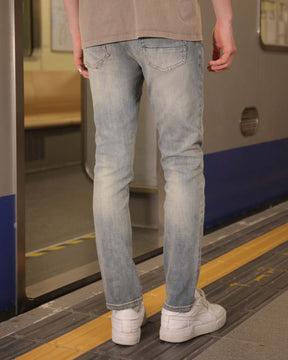 Slim Fit Distressed Rugged Blue Ripped Jeans-Mexico Local Delivery