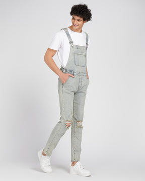 Classic Ripped & Distressed Denim Overalls