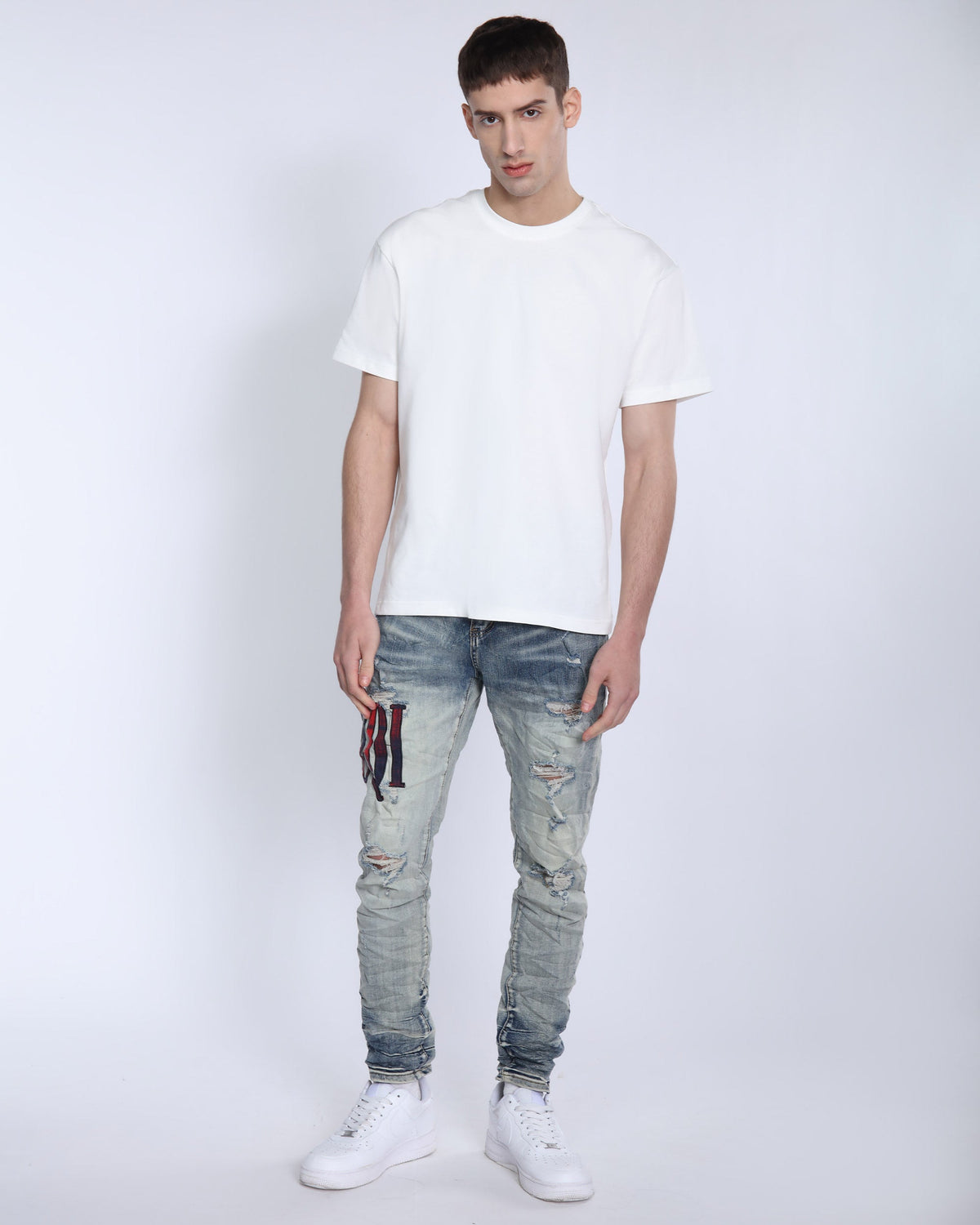 LOGEQI Light Washed Ripped Jeans-Mexico Local Delivery