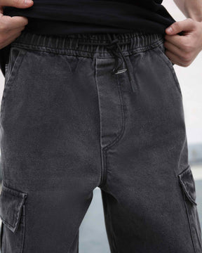 Cargo Black Loose Jeans with Large Pockets