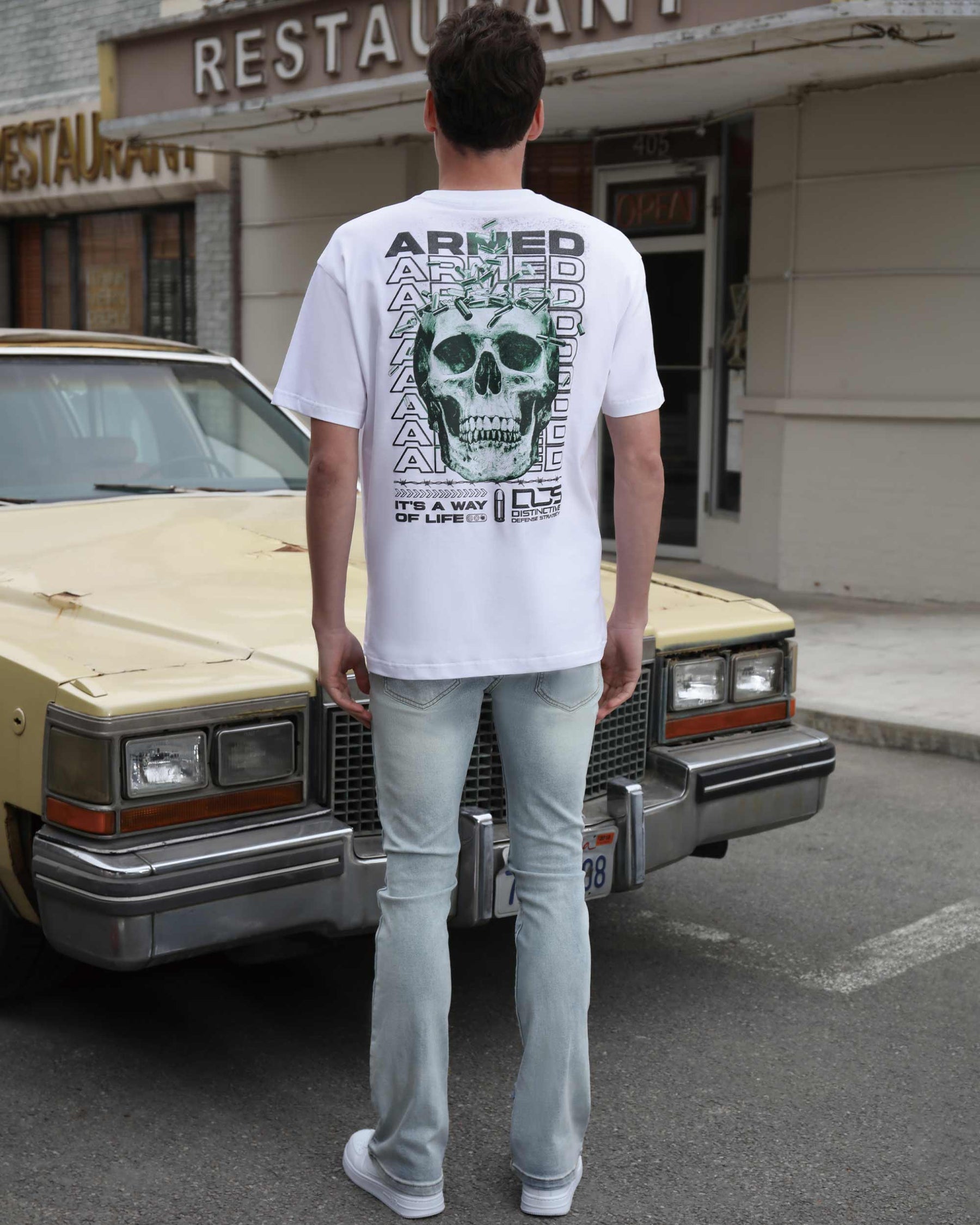 Vintage Skull Letters Printed Tee-Mexico Local Delivery