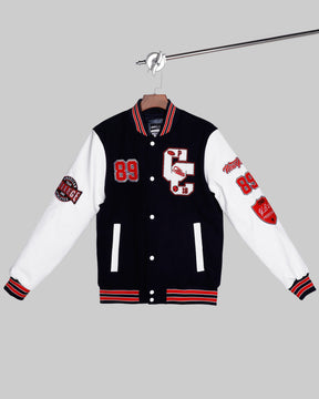 Baseball Bomber Jacket with Contrast Sleeves-Mexico Local Delivery
