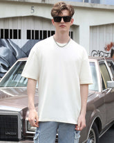 Essential Solid Cotton T-Shirt-Cream