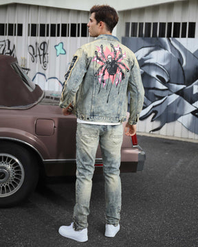 Industrial Wasteland Style Distressed Denim Jacket