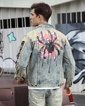 Industrial Wasteland Style Distressed Denim Jacket