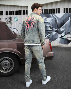 Industrial Wasteland Style Distressed Denim Jacket