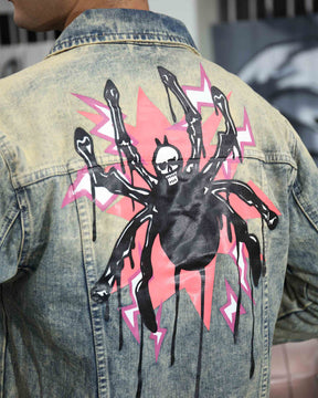 Industrial Wasteland Style Distressed Denim Jacket