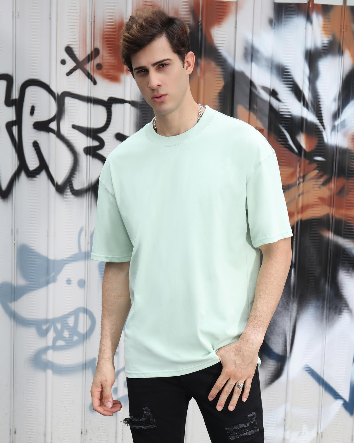 Essential Solid Cotton T-Shirt-LightGreen