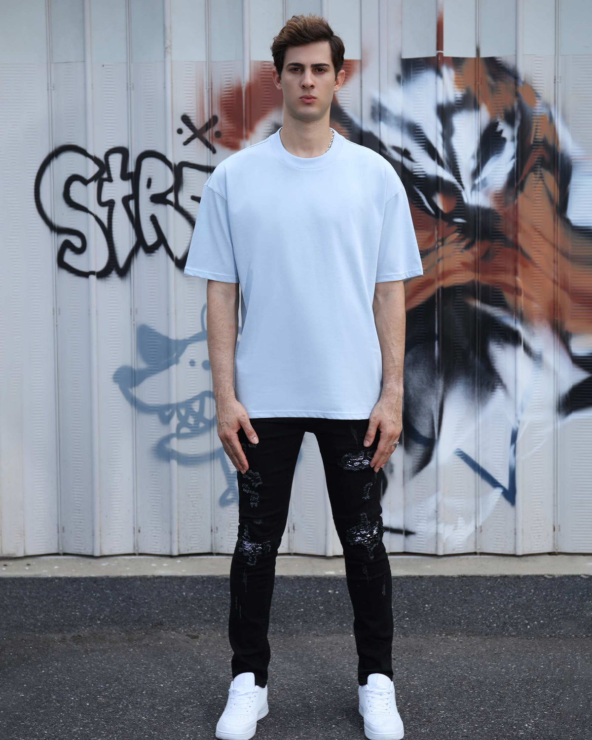 Essential Solid Cotton T-Shirt-LightBlue