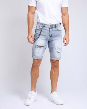 LOGEQI Slim fit Cropped Blue Ripped Jeans Shorts