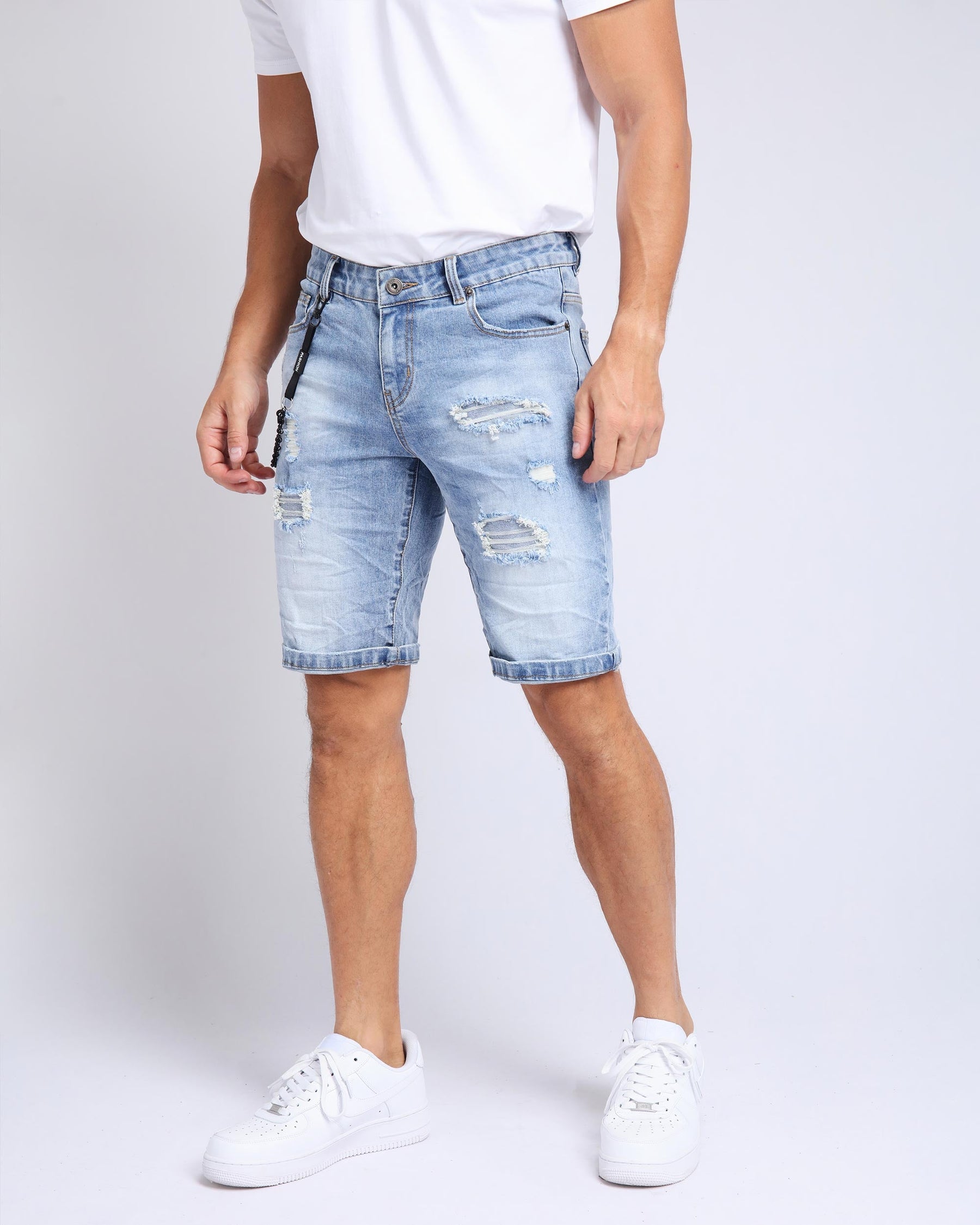 LOGEQI Summer Casual Blue Ripped Jeans Shorts