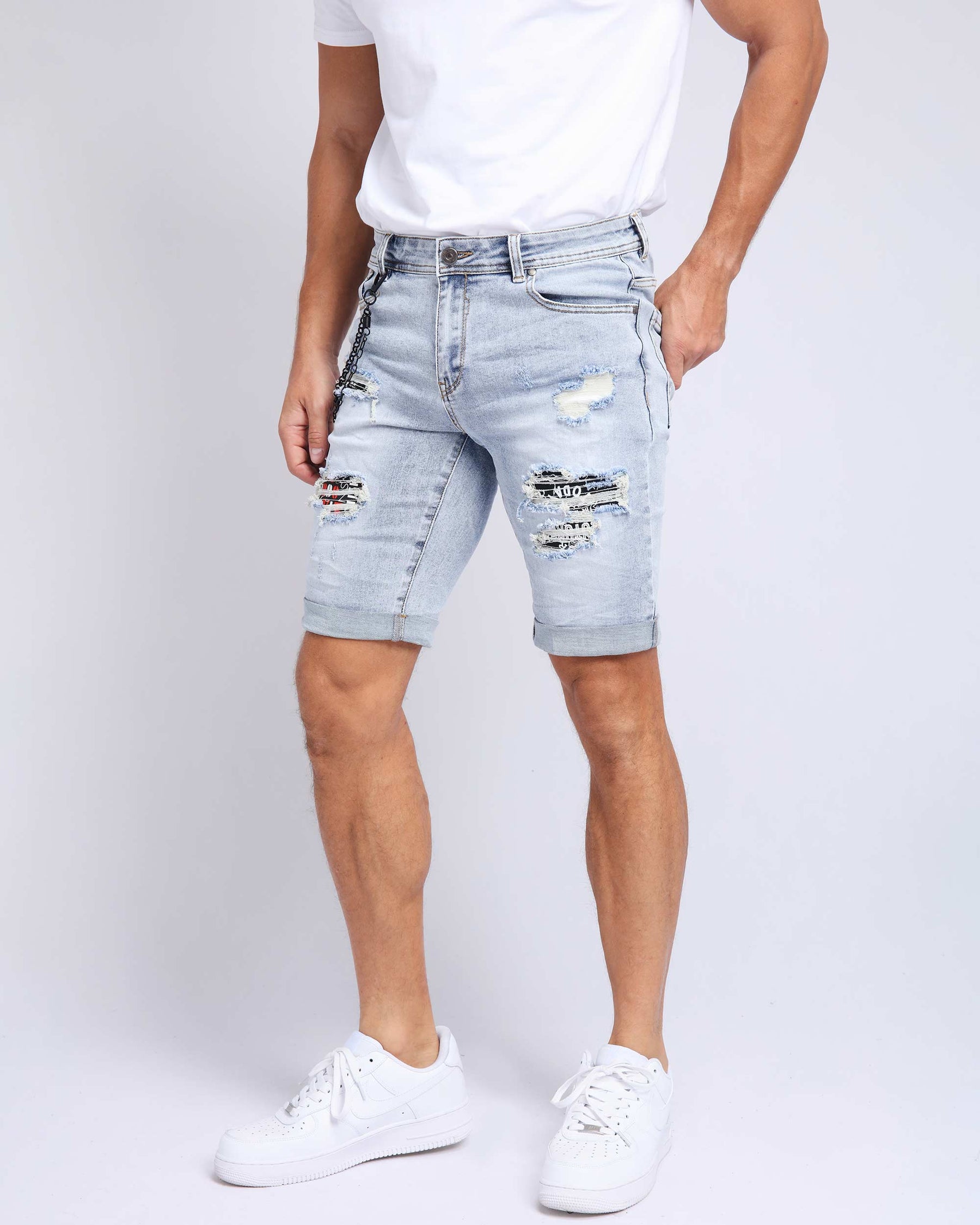 LOGEQI Light Wash Blue Jeans Shorts