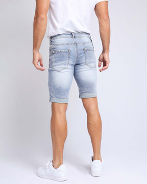LOGEQI Slim fit Casual Blue Ripped Jeans Shorts
