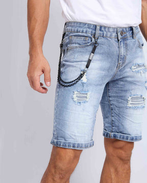LOGEQI Light Wash Casual Blue Jeans Shorts