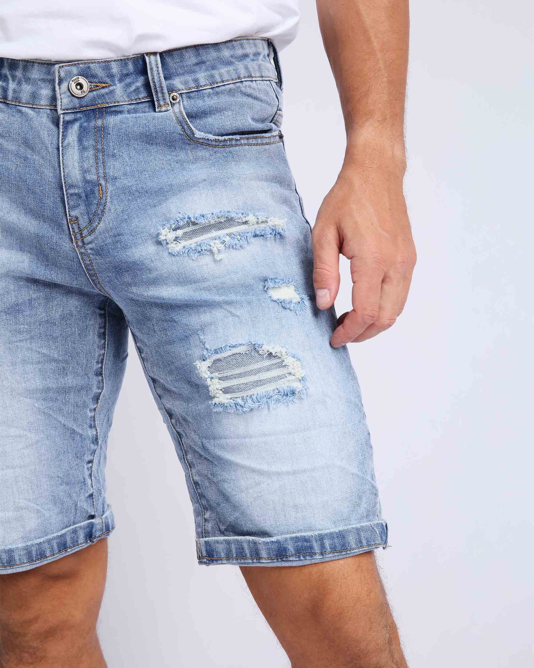 LOGEQI Casual Blue Denim Shorts